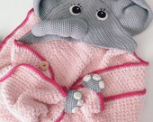 Babydeken olifant, omslagdoek, wikkeldoek baby, deken gehaakt, knuffeldeken olifant, speeldeken, badcape, doek voor baby aankleedkussen