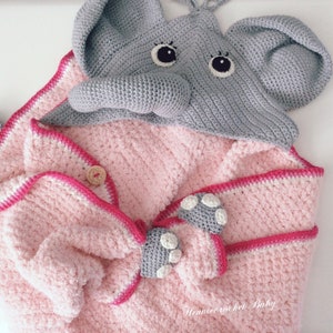 Manta bebé elefante, chal, fular bebé, manta tejida a ganchillo, mantita peluche elefante, mantita de juego, capa de baño, paño para cambiador de bebé