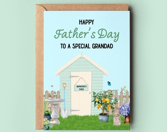 Father's Day Gardening Card | Personalised Name Garden Shed Card | Father's Day Card For Gardening Dad | Father's Day Card For Grandad, Dad