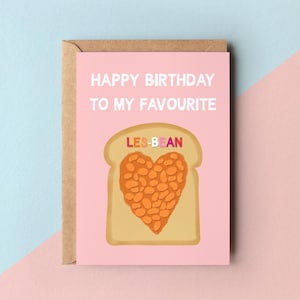 Tarjeta de cumpleaños divertida para lesbianas, tarjeta con un juego de palabras para mi frijol favorito, feliz cumpleaños para mi lesbiana favorita, tarjeta con un juego de palabras sobre comida, tarjeta LGBTQ