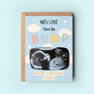 Carte de joyeux anniversaire personnalisée avec échographie | Futur papa | carte postale pour grand-père dans l'air du temps | Carte d'anniversaire pour futur papa