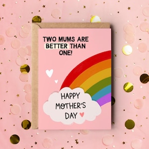 Tarjeta del Día de la Madre para Dos Mamás, Tarjeta del Día de la Madre LGBTQ, Dos Mamás Son Mejores que Una, Tarjeta del Orgullo Arcoíris, Tarjeta para Dos Mamás, Tarjeta del Día de la Madre