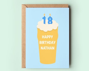 Beer Birthday Card: Personalise Any Age, Card For Dad, Brother, Son, Nephew