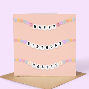 Joyeux anniversaire Bestie Bracelets d'amitié Carte d'anniversaire | carte pour meilleur ami | Carte Meilleur ami avec bracelet | Carte d'anniversaire pour meilleur ami