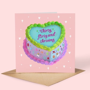 30e anniversaire, carte d'anniversaire séduisante et prospère | Carte d'anniversaire pour nos 30 ans | de gâteau coeur | Carte pour meilleure amie, soeur