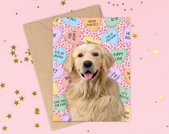 Golden Retriever Love Heart Pun Card | Card From the Dog | Dog Love Card | Dog Mum/Mom/Dad Card | By OhhClementine