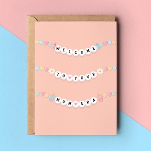 Tarjeta personalizada de bienvenida a tu mamá, tarjeta de felicitación, tarjeta de felicitación para baby shower, tarjeta de pulsera de la amistad, tarjeta para mamá