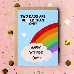 Tarjeta del Día del Padre para Dos Papás, Tarjeta LGBTQ para el Día del Padre, Dos Papás son Mejores que Uno, Tarjeta del Orgullo Arcoíris, Tarjeta del Día del Padre, Tarjeta para Dos Papás