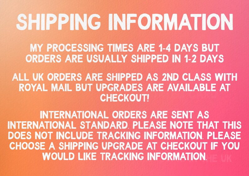 Shipping Information for my greeting cards
