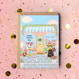 Tarjeta del Día de la Madre, Tarjeta de Floristería, Tarjeta Personalizada del Día de la Madre, Mercado de Flores, Tienda de Jardín, Tarjeta Floral para el Día de la Madre