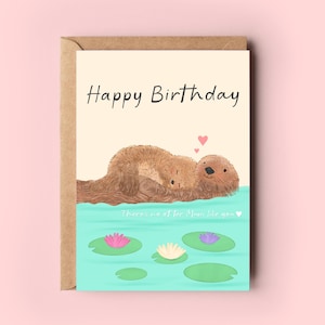 Otter Birthday Card, Happy Birthday Card, Personalised Birthday Card, Otter And Baby, Animal Birthday Card, Sea Otter, River Otter
