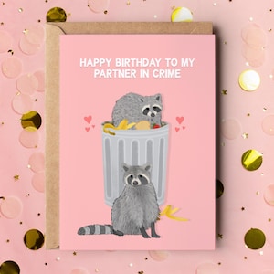 Tarjeta de cumpleaños de mapache, tarjeta de cómplice, tarjeta de feliz cumpleaños, tarjeta de cumpleaños de animales, tarjeta de cumpleaños divertida, tarjeta para amantes de los animales