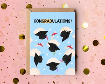 Graduation Card, University Graduate, ConGRADulations Card, Congrats Illustrated Greetings