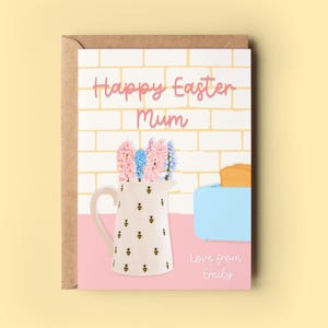 Carte de joyeuses Pâques, carte de Pâques personnalisée, carte de fleurs de printemps, cadeau de Pâques, pour maman, grand-mère, amie, carte florale, carte de fleurs de Pâques