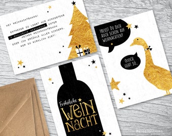 3 lustige Weihnachtskarten im Set