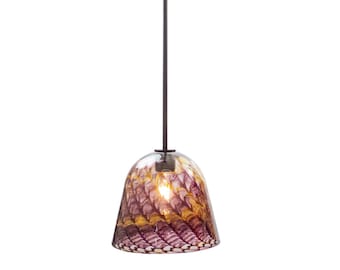 Pendant Light with Hand Blown Glass Dragonscale Shade