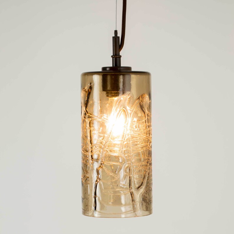 Handblown Glass Pendant Lighting With Smokey Topaz Shade - Custom Hand Blown Glass Pendant Lights Handblown Glass Pendant Lighting With Smokey Topaz Shade - Custom Hand Blown Glass Pendant Lights