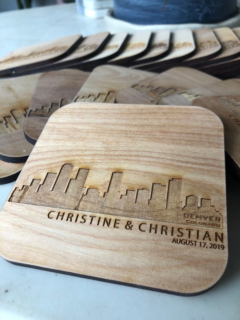 Personalized Wedding Favor Wood Coasters Qty: 200 | Etsy