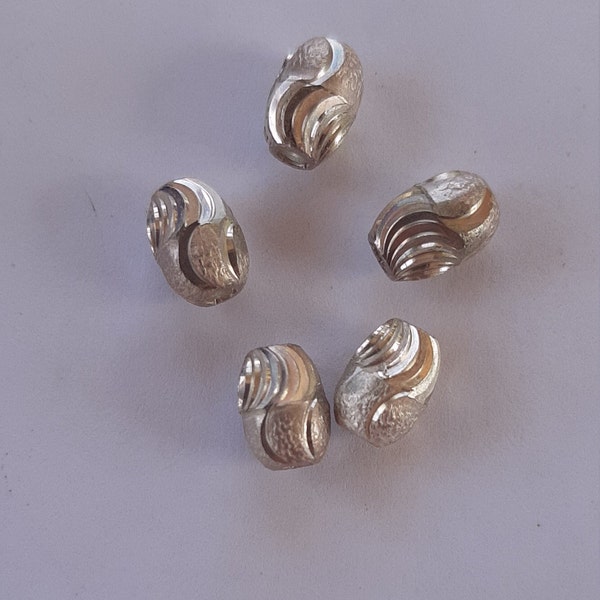 Lots 5 perles ciselées-Argent massif