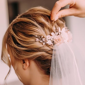 BRIDAL HAIR ACCESSORIES // Bridal hair accessories with ceramic flowers and pearls Made in Germany image 3