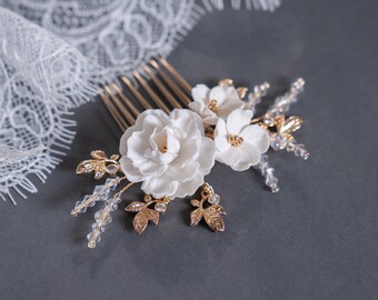 Bridal Hair Accessories Peony Hair Comb Floral Headpiece Wedding Hair Arrangement Flower Comb Minimalist Bridalfloraljewellery