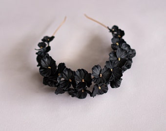 GOTHIC FLORAL TIARA // Hair accessories ceramic flowers headband wedding headpiece Made in Germany