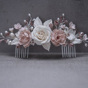 BRIDAL HAIR ACCESSORIES // Bridal hair accessories with ceramic flowers and pearls Made in Germany image 8