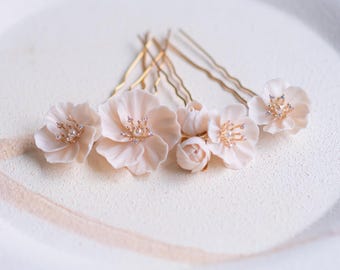 Bridal hair accessories made from handmade flowers, hairpin set with individual color, wedding headpiece, hair accessory, bridal jewelry
