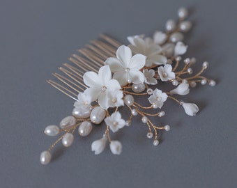 Copricapo da sposa pettine per fiori da sposa accessori per capelli fiori e perle pettine da sposa velo da sposa composizione per capelli, accessori per capelli pettine da sposa