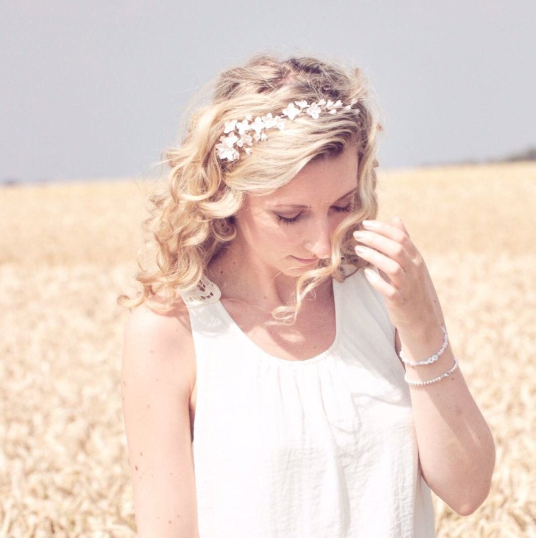 Braut Haarschmuck Haarreif Hochzeit Jasmin Blumen Strass | Etsy