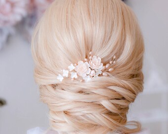 Accessoires pour cheveux de mariée//Peigne à cheveux floral, fleurs de pivoine et perles d’eau douce, postiche de voile de mariée, casque de mariage, peigne à fleurs