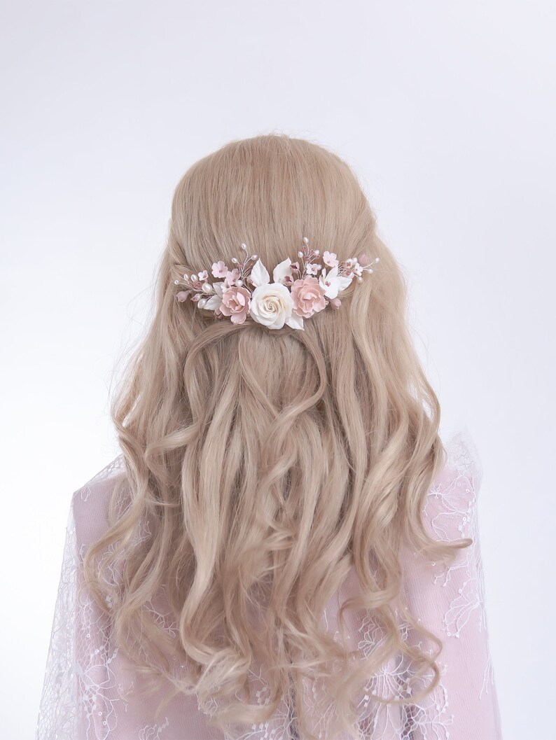 BRIDAL HAIR ACCESSORIES // Bridal hair accessories with ceramic flowers and pearls Made in Germany image 7