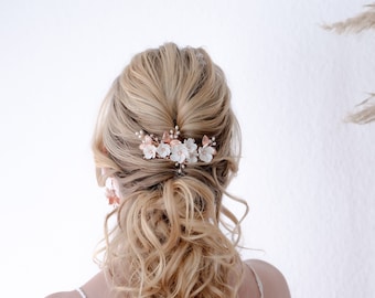 Tocados de boda Accesorios para el cabello Tocados de novia Peineta de flores Arreglo para el cabello Accesorios para el cabello Peineta de flores y perlas