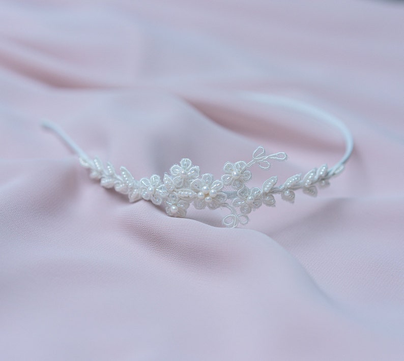 BRIDAL DENTELLE HAIRBAND// Accessoires capillaires, Minimaliste, Cheveux courts de mariée, Casque de mariage, Bandeau, MadeinGermany image 2