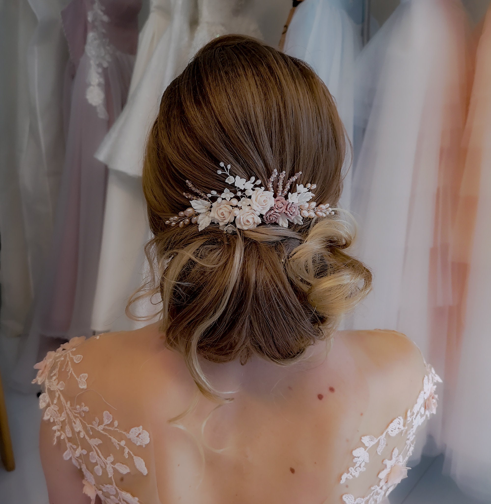 Bridal Hair Accessories With Flowers Decorative Hair Comb - Etsy Bridal Hair Accessories With Flowers Decorative Hair Comb - Etsy