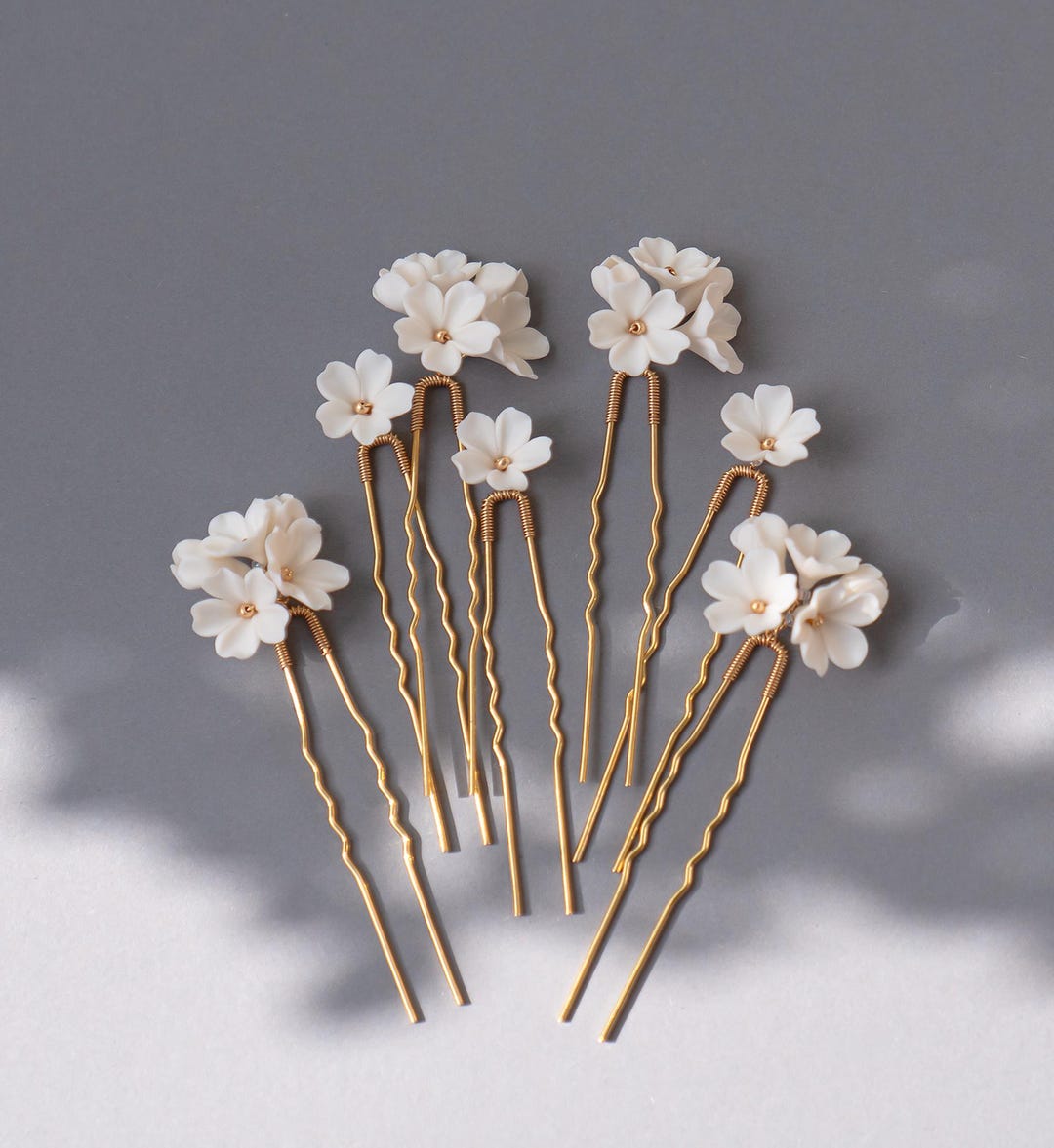 Bridal Hair Accessories, Handmade Flower and Pearl Hairpin Set, Wedding ...