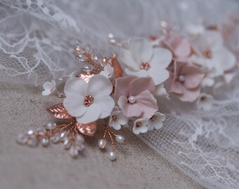 Bridal hair accessories hydrangea flower vine wedding headpiece bridal veil hair arrangement flowers & pearls hair vine headpiece
