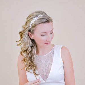 BRIDAL DENTELLE HAIRBAND// Accessoires capillaires, Minimaliste, Cheveux courts de mariée, Casque de mariage, Bandeau, MadeinGermany image 1