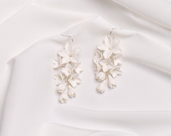 BRIDAL EARRINGS// Braut Blumen Ohrringe, Brautschmuck Boho Style, Jasmin Blumen Ohrrhänger, Braut Accessoires, made in Germany