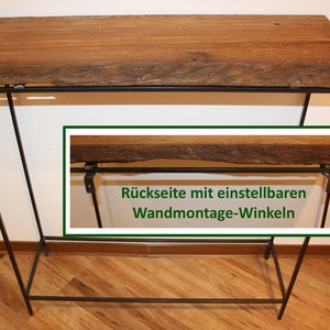 Konsolentisch, urige Eichenbohle, Rohstahl Bild 4