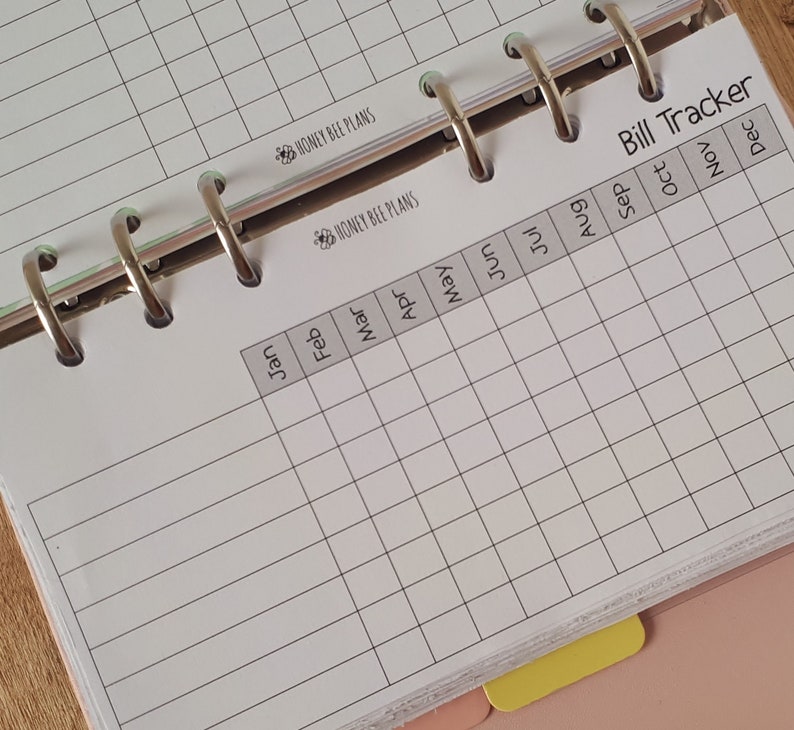 Bill tracker Personal Planner inserts