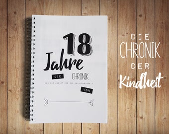 Kinder-Chronik 18 Jahre mit Fragen - 72 Doppelseiten