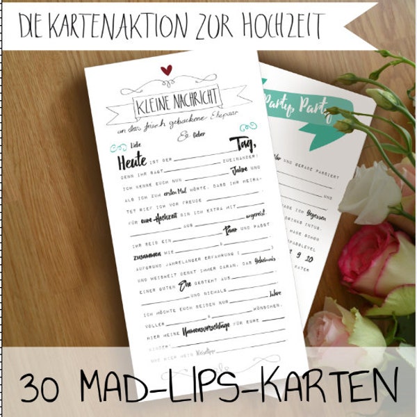 Hochzeitskarten Mad Lips - Lückentext DEUTSCH - Mint