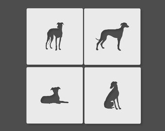 Stencil levriero Whippet confezione da 4 riutilizzabili