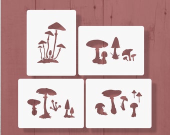 FUNGHI 03 Quattro stencil A6 riutilizzabili