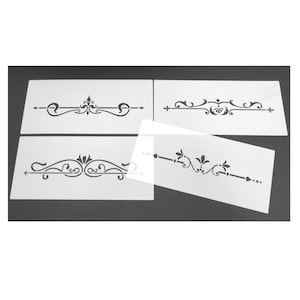 Damask Border length 25cm Four Stencils Reusable no02