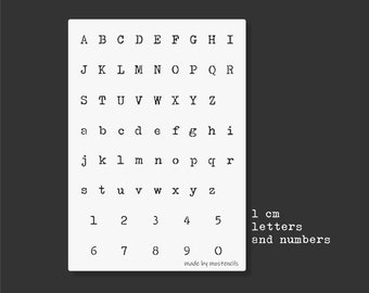 Typewriter Font 1 cm stencil A4