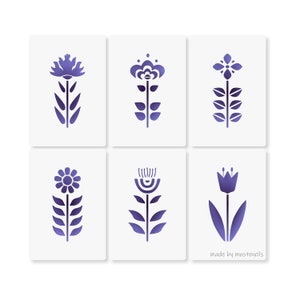 Stencil 6Pack Flower no.06 Folk Art Floral Reusable