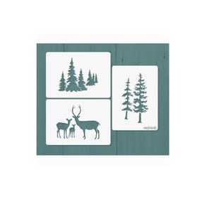 Hirsch Familie Baum Drei Schablonen Set