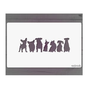 Hunde Gruppe Schablone wiederverwendbar Motiv Größe 6X21,5 cm
